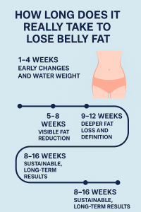 Losing belly fat takes time — not weeks, but often months of consistent effort. Let’s explore how long it really takes to shed belly fat, what affects the process, and what you can do to make it faster and healthier.